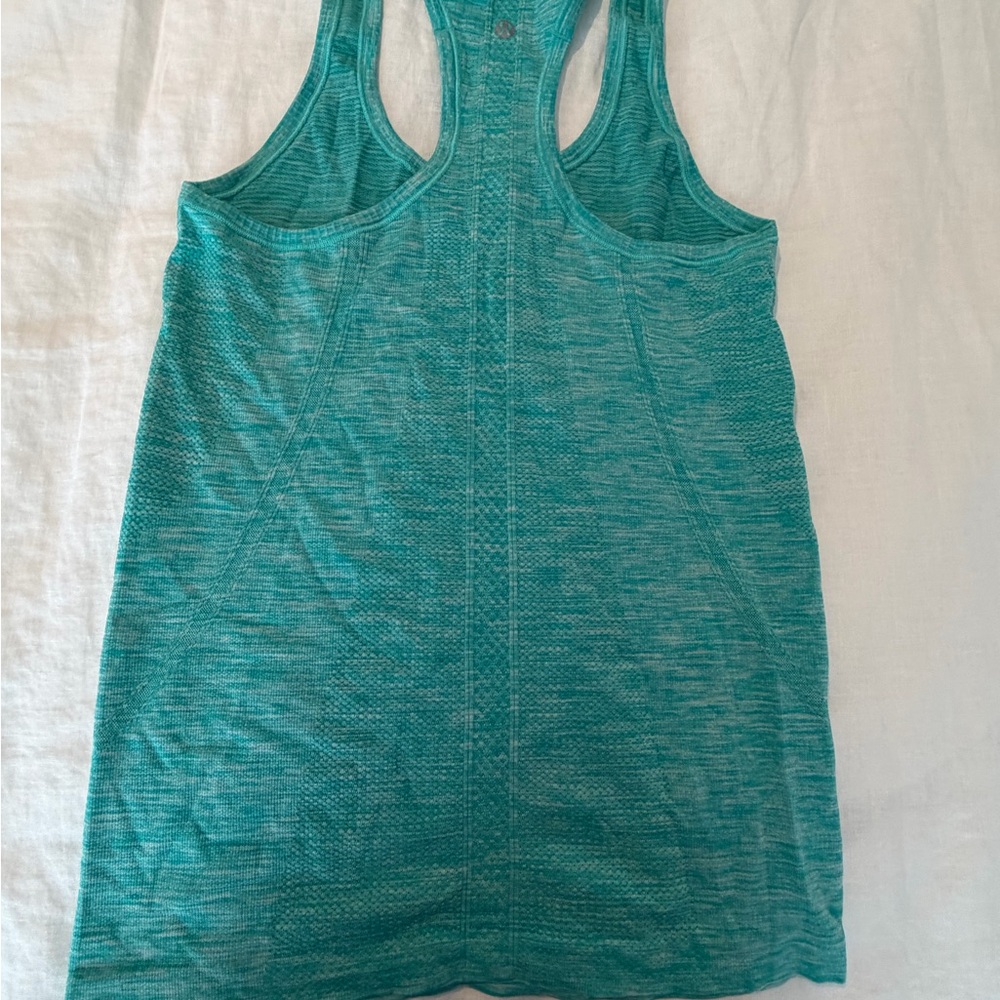 Lululemon swiftly heathered blue tropics Turquoise Tank Top size 6 - Picture 7 of 8